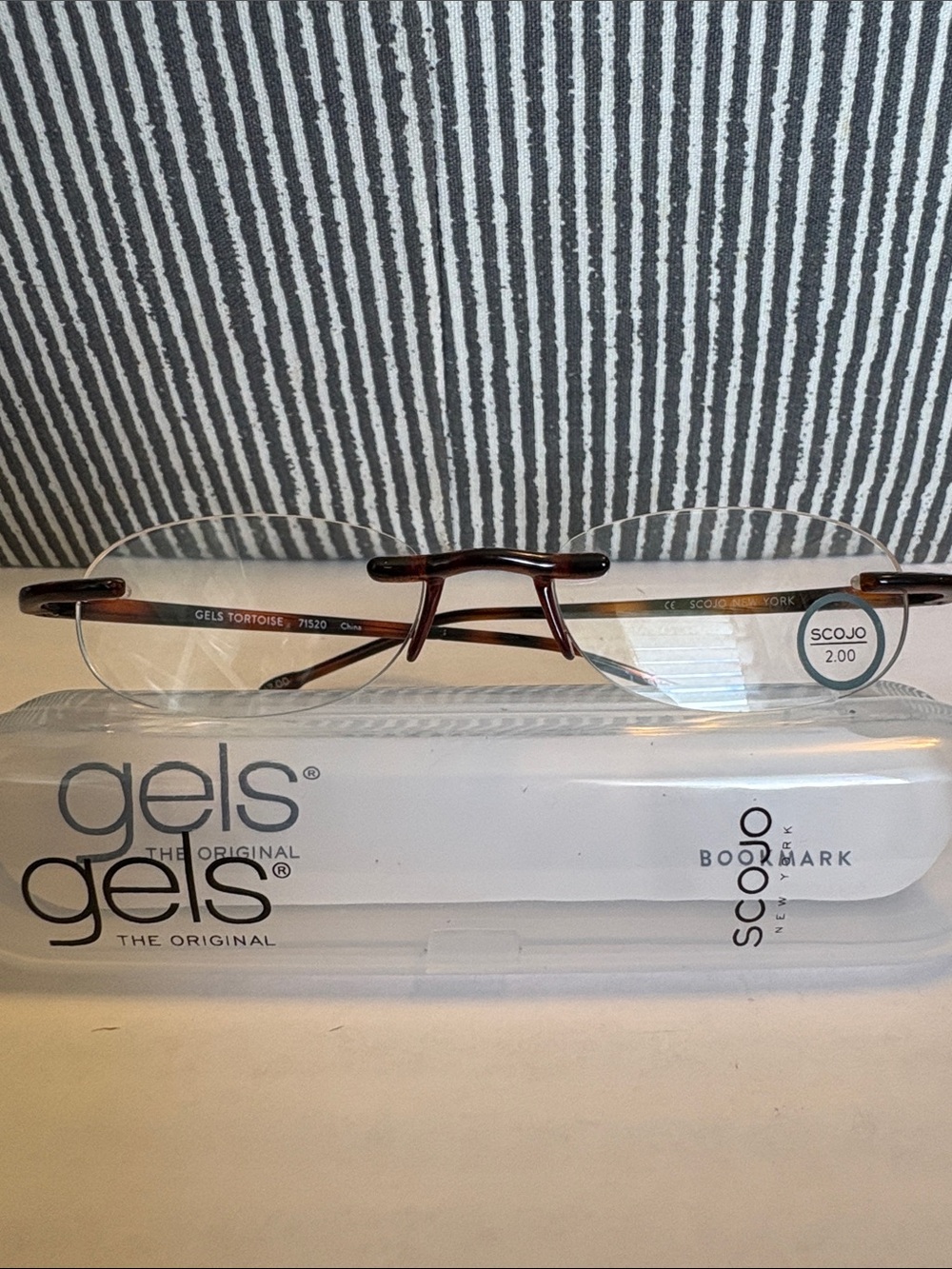 Gels Rimless Reading Glasses in Tortoise Brown +2.00